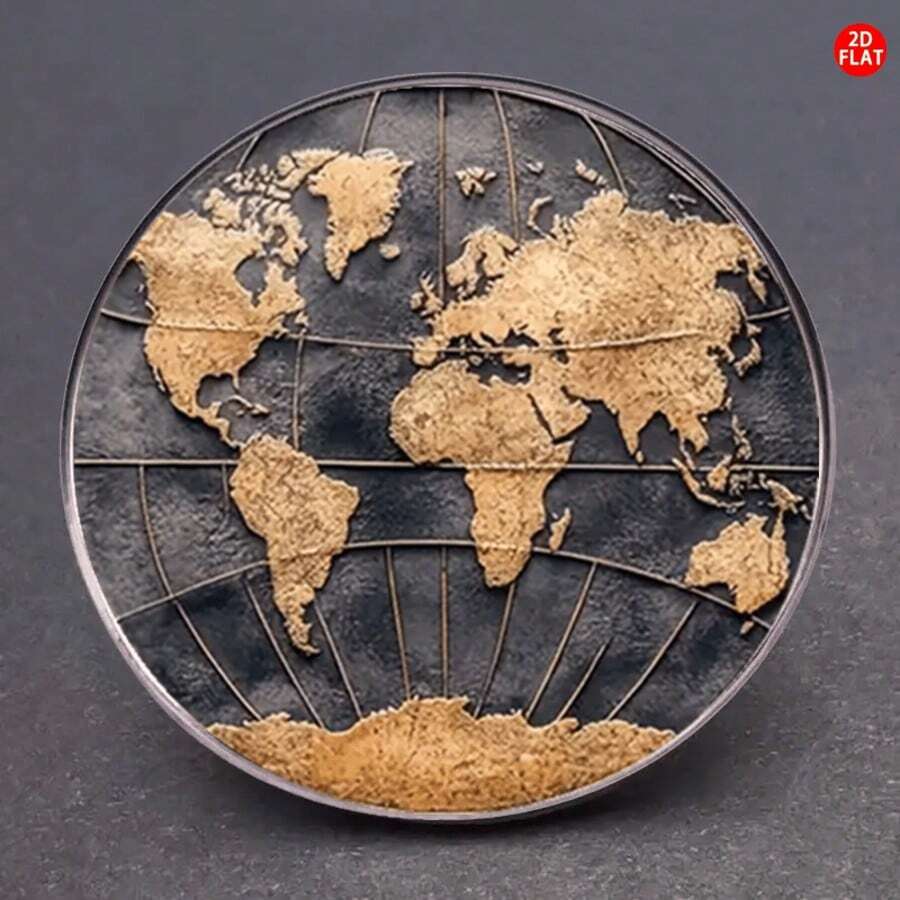 1pc Vintage World Map Brooch, Suitable For Various Events And Gifts, Adding A Touch Of Elegance - A - View 1