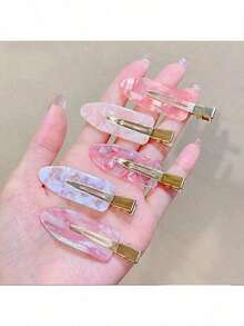 10pcs/Set, 5pcs/Set, 3pcs/Set High-Quality Pink Acetate Resin Alligator Hair Clips, Suitable For Women, Super Elegant Sweet Hair Clips, Fashionable, Elegant, Simple, Solid Color, Suitable For Daily, Casual, Party, Commuting, Vacation, Face Washing, Makeup, Matching Clothes, Suitable For Bangs And Flyaway Hair Accessories, Clothing Decorations, Women's Accessories, Women's Hair Accessories, Hair Clips [No Card Paper] - A-Pink - View 7