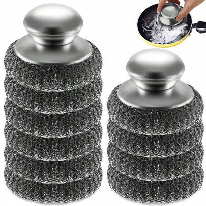 1/2 miếng cọ rửa bằng len thép có 2 tay cầm, miếng cọ rửa bằng thép không gỉ dùng cho chén đĩa, nhà bếp, vệ sinh, bếp, nồi, vỉ nướng, bồn rửa và nhiều hơn nữa.
