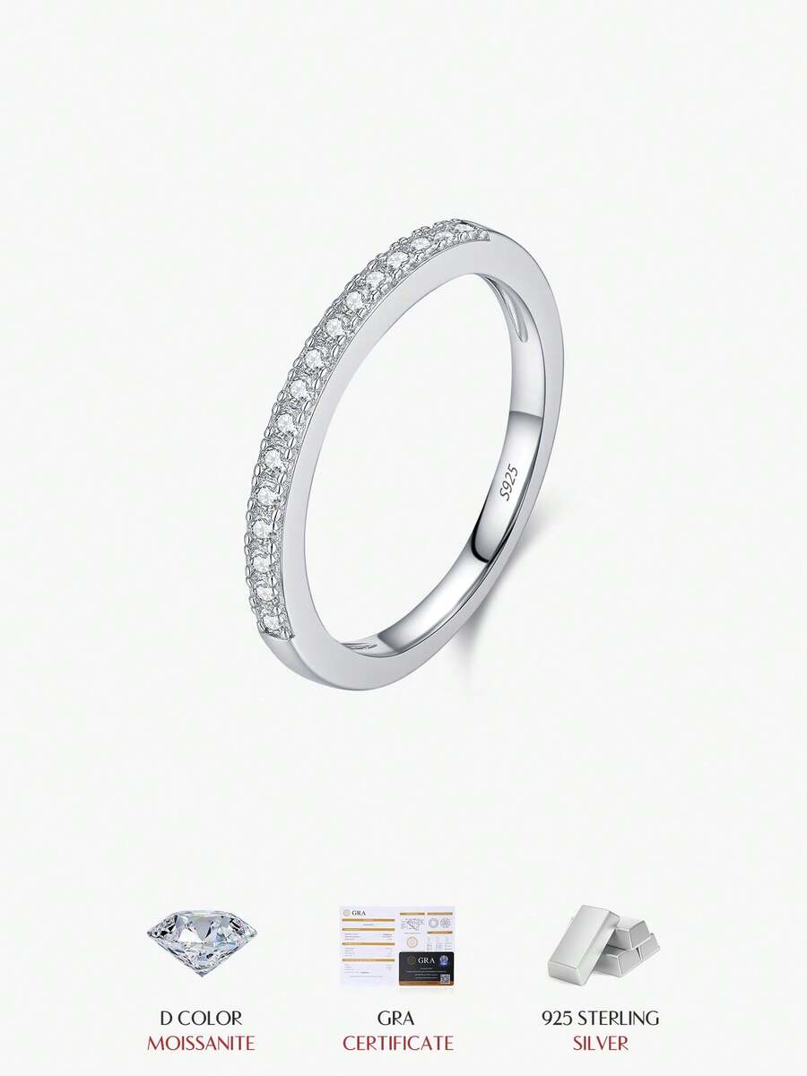 MODIAN D Color VVS1 Square Moissanite Ring, 925 Sterling Silver Brilliant Wedding Band, Exquisite Jewelry Gift For Women