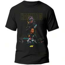 BLACK T-SHIRT WITH F1 HAMILTON PRINT 100% COTTON 02 - Black - View 1