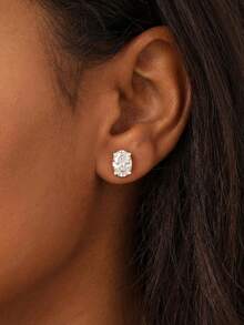 1 Pair 4-Prong Oval 0.5ct-2ct Diamond Earrings, Elegant Romantic Women's Jewelry, High-Quality Birthday Anniversary Girlfriend Gift - Oval Diamond Earrings - View 6