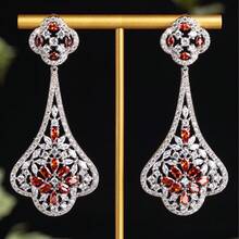 1 Pair Unique Design Women's Earrings, Jewelry, Floral, Hollow Design, Zirconia Earrings, Elegant Luxury, Suitable For Women's Daily And Banquet Wear, All Seasons, Gift - Earring - View 1