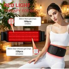 Red Light Therapy For Body:5 Light Levels Infrared Light Heat Therapy Belt Wrap For Back/Waist/Muscle/Pain Relief 660nm & 850nm Led Beads Red Light Therapy Device With Timer - Black - View 8