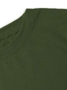 T-Shirt With The Phrase "God Bless You" Printed On It, Casual Short-Sleeved Top With A Round Neck, Women's Clothing For Spring And Summer. - 軍綠色 - 查看 3