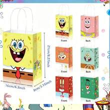 SpongeBob SquarePants 1套/1個/6個/12個大星星手提糖果禮物紙袋，隨機適用於禮物、商品、商業、購物、零售、生日活動、情人節禮物袋 - 彩色 - 查看 6