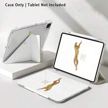 1 pieza Funda de tableta de acrílico transparente con cristal, con estampado de guepardo dorado y lema inspirador, cubierta protectora plegable con bordes reforzados de silicona, función de activación/suspensión automática, soporte para lápiz y soporte de varios ángulos para iPad - Estilo 1 - Ver 8