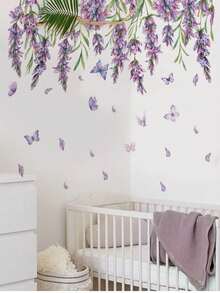 1pc Purple Rose Wall Sticker, Suitable For Living Room, Bedroom, Study, Also Can Be Given As Gift To Friends, Hanging Floral Wall Decal - With Adhesive Backing, Applicable For Bedroom, Homestay, Sofa Background Wall, Creating A Gentle Forest-Inspired Style - Wall Stickers - View 8