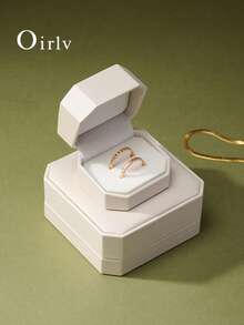 Hộp đựng nhẫn bằng da Oirlv, hộp trang sức cưới, hộp đựng bông tai, vòng tay, dây chuyền, quà tặng, hộp đựng nhẫn cầu hôn. - Màu be - Xem 4