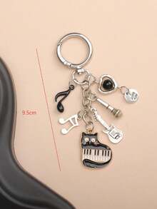1 chiếc móc khóa unisex màu đen trắng hình đàn piano, mèo, nốt nhạc, đàn guitar, micro, phụ kiện trang trí túi xách đa năng cho cặp đôi, quà tặng giáo viên, quà sinh nhật, phụ kiện trang trí túi xách. - Nhiều màu - Xem 3