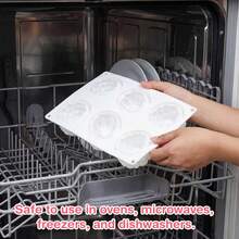 Khuôn bánh mousse mâm xôi cỡ lớn 6 ngăn, khuôn silicon 3D sô cô la mâm xôi, khuôn nến hình trái cây. - Đen và trắng - Xem 5
