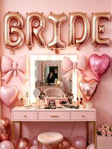 kumozawa Bộ 14 món trang trí tiệc cô dâu, gồm 16 bóng bay chữ "Bride" màu vàng hồng/bạc/vàng kim loại, bóng bay hình nơ mờ, và bóng bay hình trái tim màu vàng hồng/bạc/hồng/trắng, thích hợp cho mùa cưới, tiệc độc thân, trang trí phòng cô dâu. - 14 chiếc - Xem 5