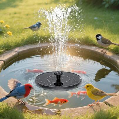 1 pieza Fuente solar, Bomba de fuente solar para baño de pájaros, Bomba de fuente flotante solar portátil independiente, Adecuada para jardín, estanque, piscina y baño de pájaros en el patio trasero