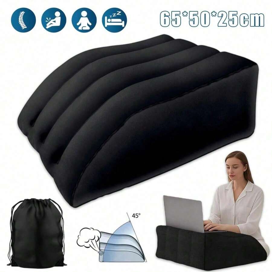 Beinkissen, Aufblasbare Keilkissen Zur Beinhebung Und Beinstützkissen Verfügen Über Ein Ergonomisches 45°-Neigungsdesign Für Optimale Beinunterstützung. Sie Eignen Sich Als Hüftkissen, Rückenkissen, Fußstützen Etc. Und Sind Für Rücken, Beine Und Füße Geeignet. Ideal Für Zuhause, Büro Und Auto. - Schwarz - Übersicht 1