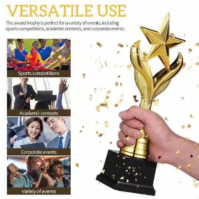 1个精美五角星奖杯，适用于各种活动，包括体育比赛、学术竞赛和企业活动。