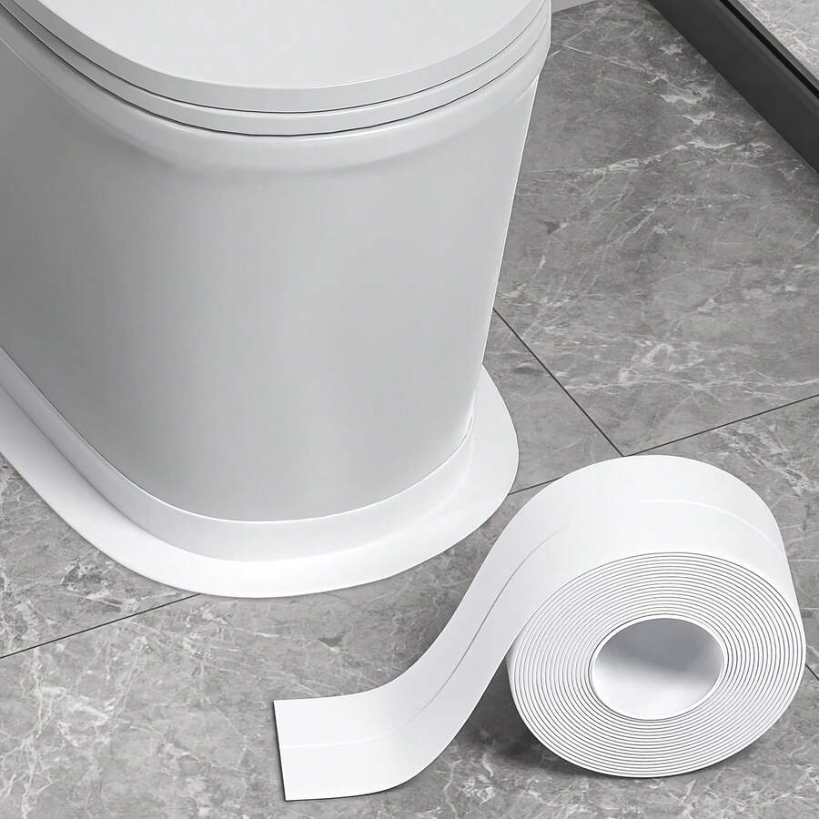 Waterproof & Mildew-Resistant Bathroom Caulk Strip, Self-Adhesive Sealant Tape For Kitchen, Bathroom, Sink, Tub, Shower, Toilet, Floor And Wall, Stickers, Wall Decal, Vinyl Decal For Home Decorations, Spring Decoration Items Refresh Your Home, Ultra-Sticky White Self-Adhesive Sealing Strip Tape - 白色 - 查看 1