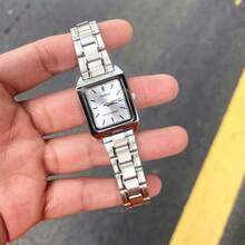 Casio Set de 2 relojes de mujer estilo LTP-V007D, esfera cuadrada en color plata y rosa, acero inoxidable resistente al agua 30M, relojes de pulsera de cuarzo - Unitalla - Ver 4