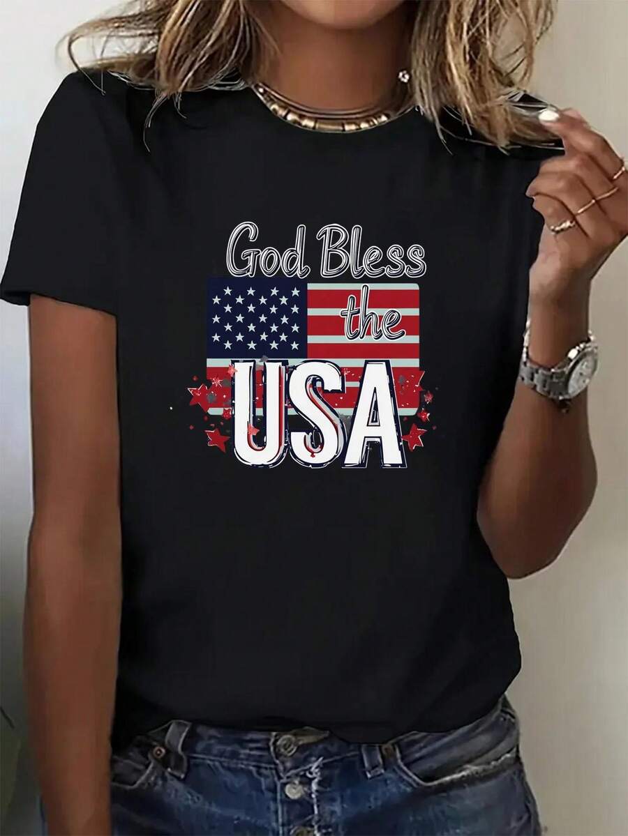 Crew Neck T-Shirt - Fashionable Womens Print T-Shirt - Casual Fabric With Round Neckline - Lightweight & Breathable For Spring & Summer Wardrobe