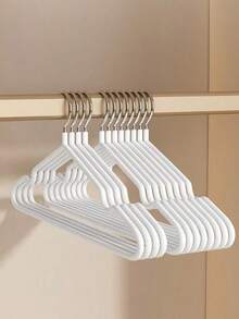 10er-Pack Kleiderbügel, robust und rutschfest, geeignet für den täglichen Gebrauch, langlebig, mit rutschfestem Design, ein modernes Accessoire für den Kleiderschrank. - Weiss - Übersicht 3