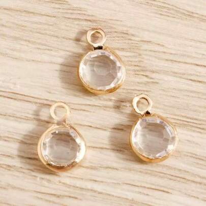 Hạt đá pha lê tròn hai mặt 12mm x 9mm có viền, 5/10 cặp, dùng để tự làm vòng tay, vòng cổ, mặt dây chuyền bông tai, phụ kiện váy cưới.