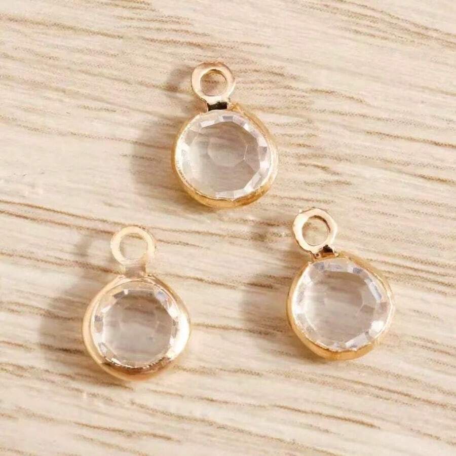 Hạt đá pha lê tròn hai mặt 12mm x 9mm có viền, 5/10 cặp, dùng để tự làm vòng tay, vòng cổ, mặt dây chuyền bông tai, phụ kiện váy cưới. - Mặt dây chuyền pha lê lớn - Xem 1