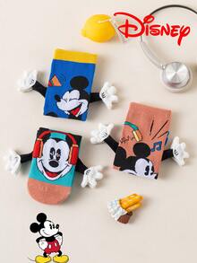 1 par de calcetines largos de tubo de diseño 3D de Disney con manos entrelazadas, calcetines de tubo alto de moda para niños, calcetines de regalo de calidad, calcetines de Disney para pequeños fans de vuelta al colegio, transpirables, que absorben la humedad, casuales, multifuncionales, con estampado de dibujos animados adecuados para regalos y uso diario - Multicolor - Ver 8