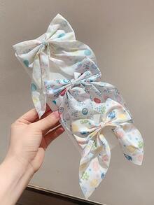 6pcs Random Multi-Color Fresh Spring Fabric Bow Hair Clips, Academic Style Princess Pastoral Versatile Cute Headwear - Multicolor - View 4