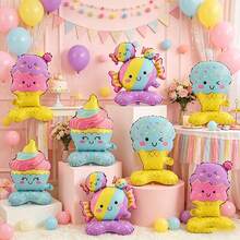 8pcs/Set Ice Cream, Cake, Candy Foil Balloon Set, Suitable For Birthday Party Decoration, Theme Party Arrangement, Indoor Party Decor, Photography Props - Ice Cream Base - View 1