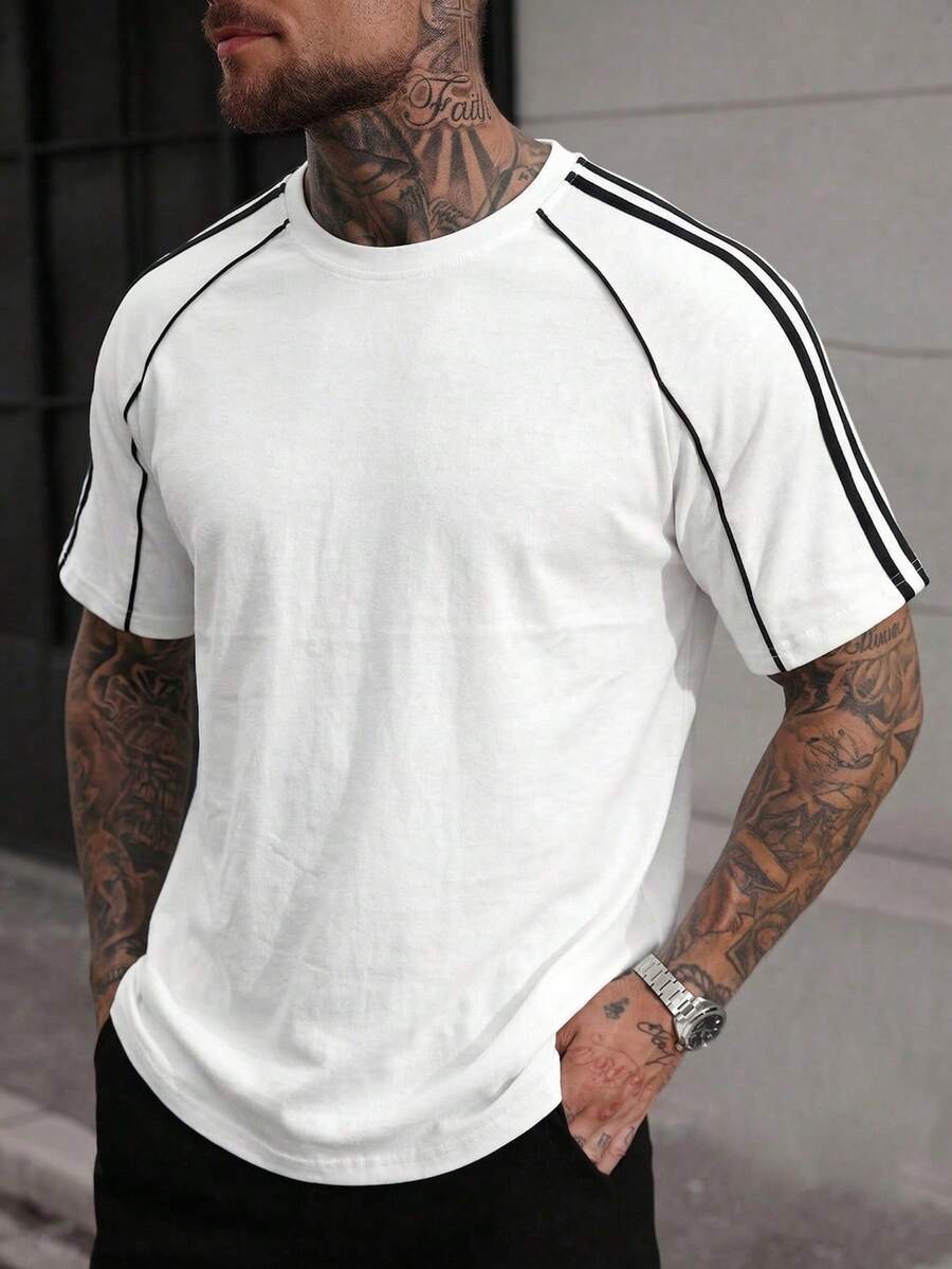 Camiseta de manga corta holgada de estilo minimalista con mangas raglán de verano GRDR - Blanco - Ver 1