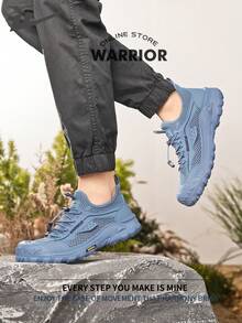 Warrior 時尚復古男士運動鞋 春夏季舒適跑步鞋 低調風格休閒俐落運動鞋 全年適用 耐磨全天穿著訓練鞋 軟底 - 藍色 - 查看 3