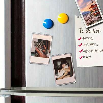 1 pièce Cadre photo magnétique - Aimant de réfrigérateur puissant, apparence acrylique claire/semi-transparente, convient pour le réfrigérateur, le placard, le bureau - Cadeau parfait pour la famille, les amis, la décoration de la maison - Design portrait ou puzzle, aimant de réfrigérateur mignon, style classique, cadre durable