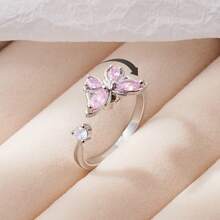 1 chiếc nhẫn hình bướm điều chỉnh được dành cho nữ, giúp giảm lo âu, thích hợp làm trang sức cưới, giảm căng thẳng, đeo hàng ngày. - Bạc - Xem 2