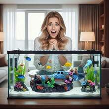 1pc Aquarium Decoration, Resin Crafted Fish Tank Decor, Hiding House For Fish And Shrimp, Aquarium Landscape Ornament - A - View 9