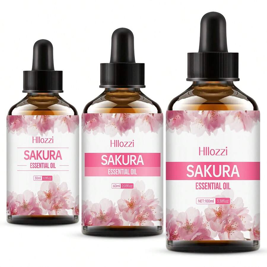 Hllozzi 櫻花精油，30ml、60ml 與 100ml，散發柔和宜人的櫻花香氣，輕盈質地，適用於派對香氛、居家香氛、擴香機，四季皆宜