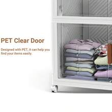 50cm Collapsible Storage Bins With Lids, Folding Storage Box For Home, Kitchen And Office, Stackable Closet Organizer With Wheels, With Doors Cube Storage Containers - 50cm/4 Layers (pack Of 4 Thickened) - View 11