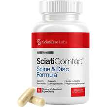 SciatiEase SciatiComfort Spine And Disc Support Supplement Sciatic Nerve Health Support Supplement - VIT D3 K2, Aquamin, Calcium, Magnesium, Type II Collagen, Pea (Palm Collagen) - 30 Day Supply - 70G - 查看 9