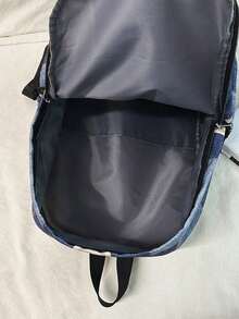 1pc Fashionable Women's Large Capacity Classic Student Backpack, Multi-Pocket Design Suitable For School, Work Commute - Blue - View 9