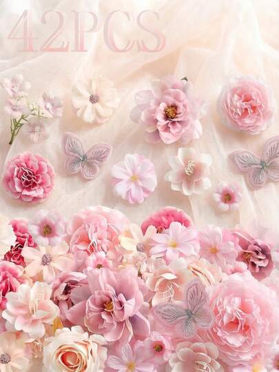 42pcs Vintage Artificial Flowers Materials, Suitable For DIY Accessories, Classical Hair Accessories, Wedding Headpieces And Holiday Home Decor. Can Be Used To Make Wreaths, Holiday And Birthday Party Decorations, Bridesmaid Bracelets, Floral Materials, Home And Flower Shop Use, Gardening Decor, Mother's Day Decor, Multi-Purpose Throughout The Year.
