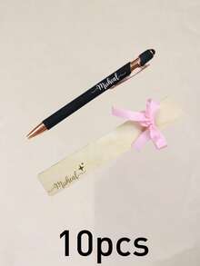 Bolígrafo con nombre personalizado, elegante estilo Aurora, bolígrafo de escritura con tarjeta de regalo con cinta, bolígrafo de firma personalizado para oficina, escritorio, diario, notas con lazo & caja de regalo, regalo personalizado para maestro, colega, graduación, cumpleaños, recuerdo único personalizable - Estilo D - Ver 11