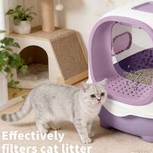 Large Cat Litter Box Enclosed Style – Foldable Front Entry Easy Clean Design - 56*40*40cm - View 11