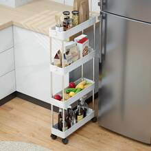 Simple 4-Tier Shelving Unit, Landing Rack With Wheels, Fits Corners And Crevices To Save Storage Space - White - View 3