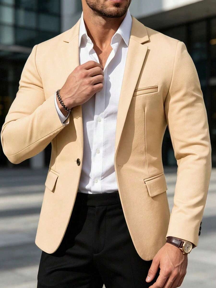 Men Blazers - Khaki - View 1