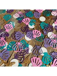100 piezas/Paquete Confeti de conchas marinas, confeti decorativo de fiesta de sirena de colores, conchas marinas, estrellas de mar, perlas para esparcer en mesas, adecuado para fiestas festivas y decoración del hogar - Múltiples estilos - Ver 5