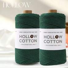 300g Sợi cotton rỗng dùng để móc thủ công các sản phẩm như túi xách, mũ, gối, 150g * 2 cuộn = 300g - Bông rỗng 2 trục - Xem 20