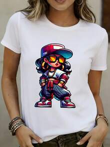 Camiseta de moda de mujeres de 180g con diseño gráfico elegante - regalo perfecto para la familia y los amigos, ideal para las vacaciones de primavera y los festivales de verano, ropa informal para el team building y eventos de la empresa - Blanco - Ver 2