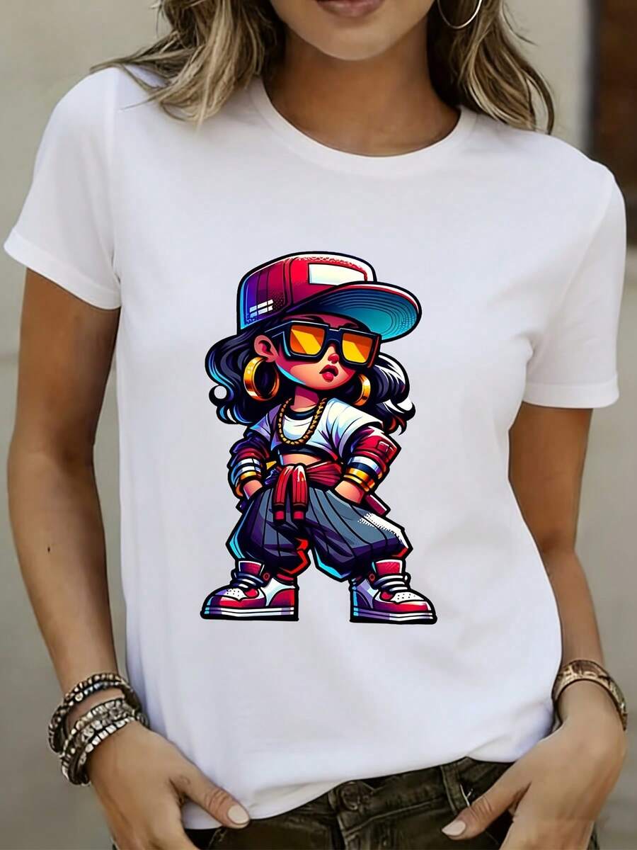 Camiseta de moda de mujeres de 180g con diseño gráfico elegante - regalo perfecto para la familia y los amigos, ideal para las vacaciones de primavera y los festivales de verano, ropa informal para el team building y eventos de la empresa