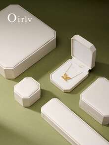 Hộp đựng nhẫn bằng da Oirlv, hộp trang sức cưới, hộp đựng bông tai, vòng tay, dây chuyền, quà tặng, hộp đựng nhẫn cầu hôn. - Màu be - Xem 8