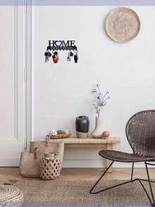 Black Wall Mounted Key Holder With Screws And Expansion Bolts, Metal Art Decorative Hooks For Entryway, Front Door, Kitchen, Hallway, Garage, Utility Room, Office, Etc., Can Be Used As A Key Rack, Wall Mounted Key Rack, Home Decor. - Multicolor - View 8