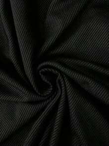 Vestido ajustado de canalé con cuello polo y botones, un diseño que combina casualidad y sensualidad. - Negro - Ver 4