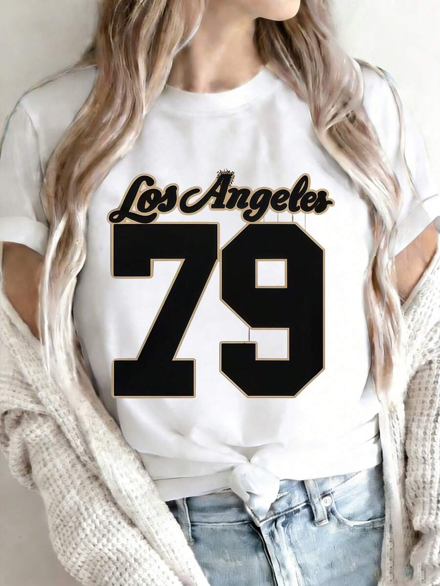 Plus Size - Plus Size - Plus Size T-Shirt - Women's Fun Printed T-Shirt - Casual Short Sleeve Crew Neck Loose Top, Machine Washable For Year-Round Comfort, Perfect For Casual Wear | Loose Fit | Durable Print, Suitable For Various Holiday Gifts - 白色 - 查看 1
